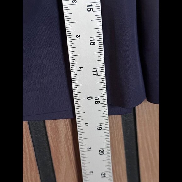 Zara Skirt Small Womens Blue Navy Pleated Golden Zip Stretch Waist 100% Cotton - Picture 5 of 7